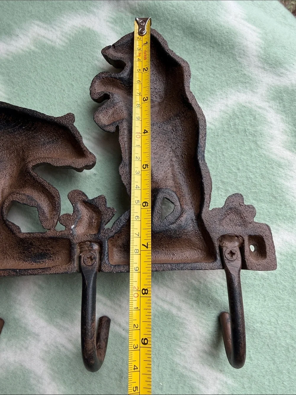 Rustic Bear Solid Cast Iron Wall Hook Rack - Brown